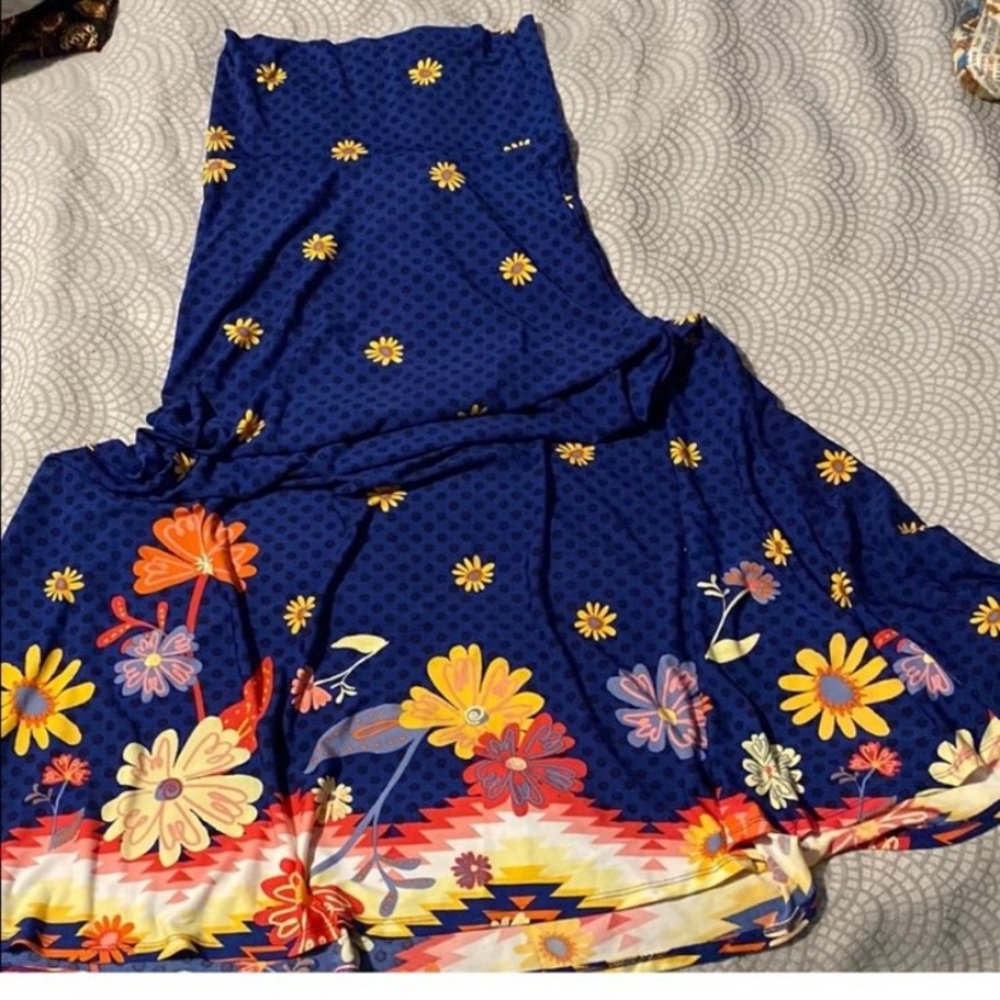 Lularoe Polka Dot Floral Dipped Maxi Skirt ( Rare) Sz XXS